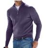 2023 Autumn Men's Long Sleeve V-Neck Wool Plush Polo Shirt