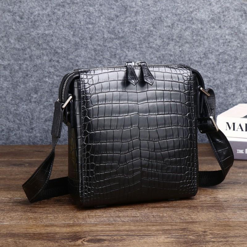 New Crocodile Belly Pattern Men s Single Shoulder Cross Bag Business Fashion Backpack Trendy Outdoor Small 20x9x22 чёрный