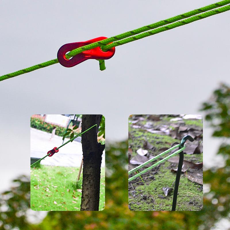 4M Outdoor Tent Cord Reflective Paracord Tent Rope Lightweight Camping Rope With Guylines Adjuster Tensioner Pouch For Tent Tarp