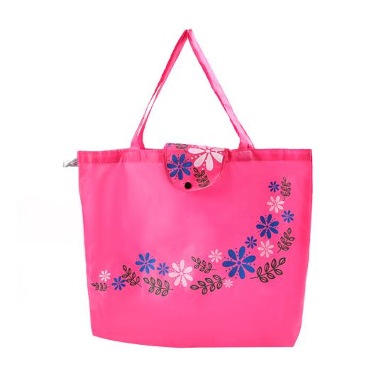 Folding Grocery Bag Reusable Large Capacity Shopping Bag Machine Washable Multi-purpose Flower Print Handbag Tote with Snap Button