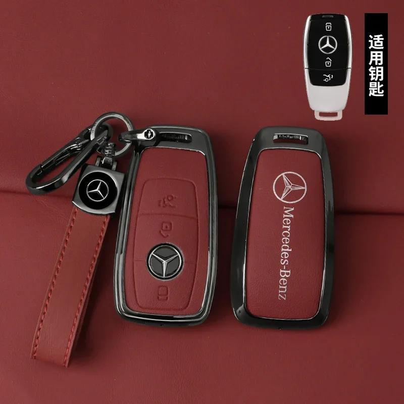 WTNWY1 Hot 2026 For Benz Zinc Alloy Leather Car Key Case Cover Shell For Mercedes Benz AMG A C E S G Class GLC CLE CLA GLB GLS W177 W20