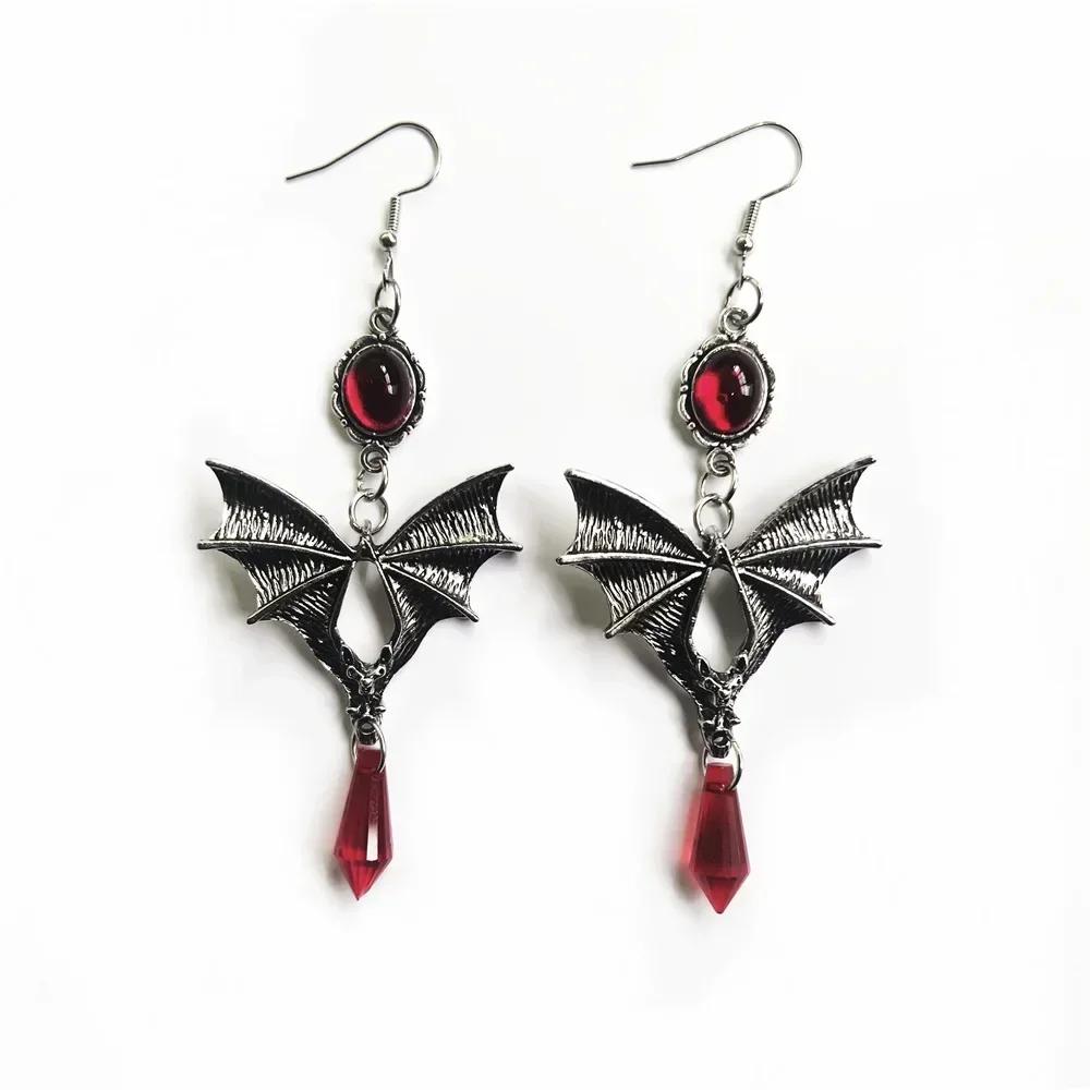 Vintage Gothic Vampire Witch Black Rose Earrings for Women  Creative Holiday Party Personalized Jewelry Accessories