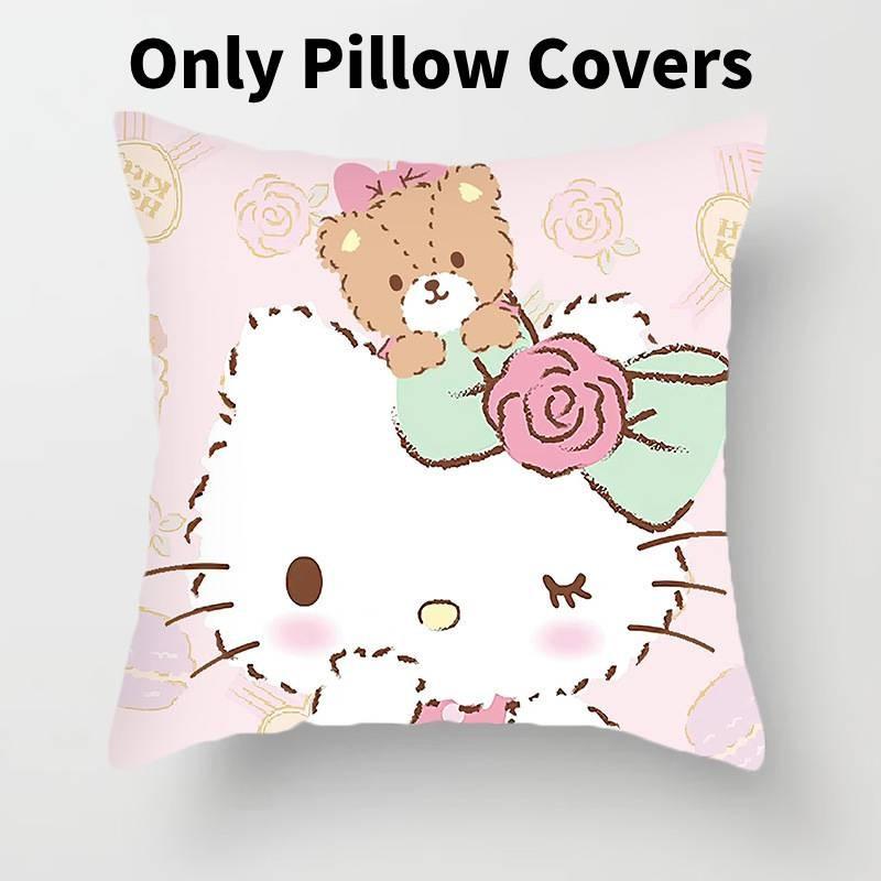 Hello Kitty Plush Pillow Cover With Soft Peach Skin Fabric For Bedroom And Couch Decor
