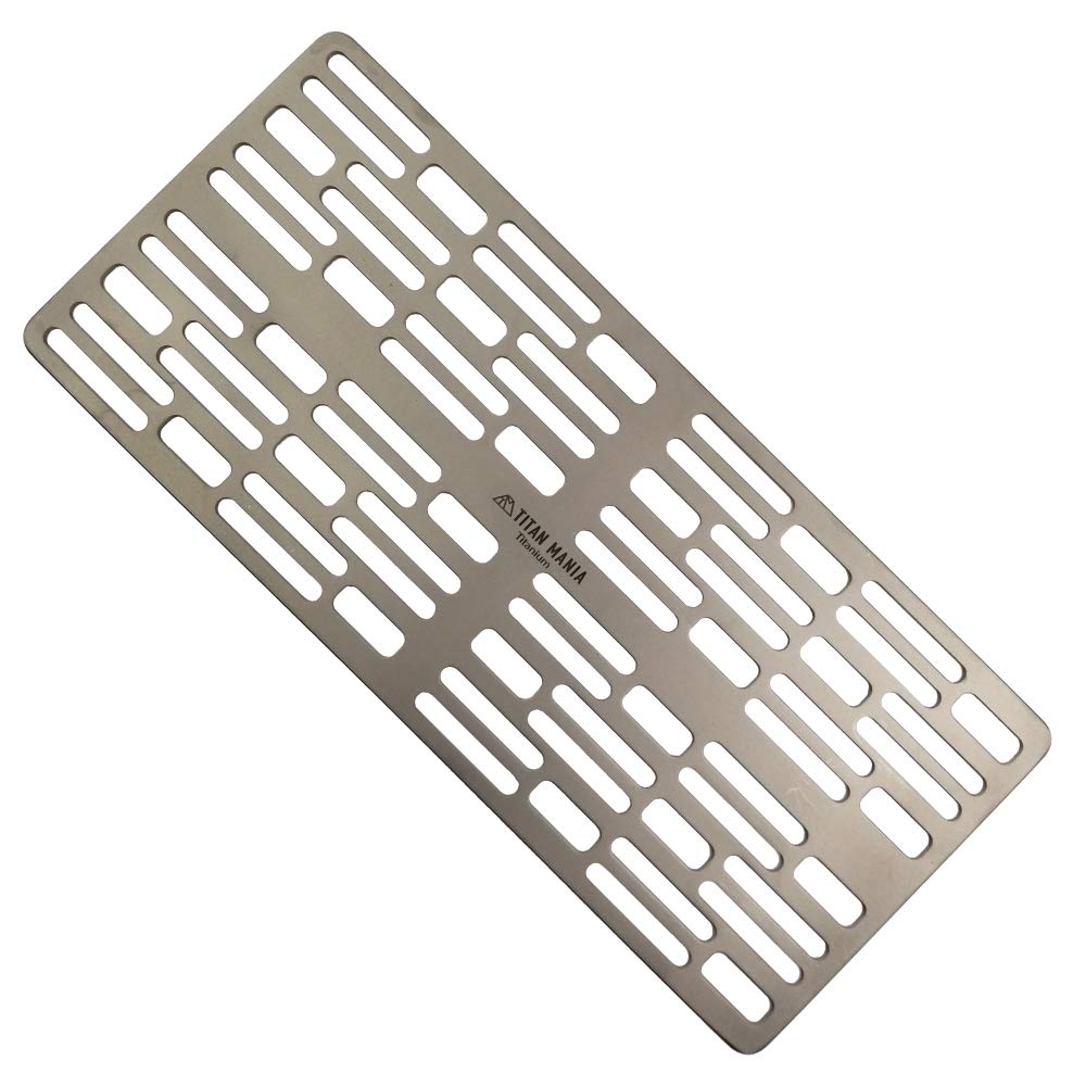 TITAN MANIA Small Titanium Grilling BBQ Grill Perfect for Solo and Outdoor Includes Storage Bag Net, Plate, Lightweight, Square, Versatile, Durable,