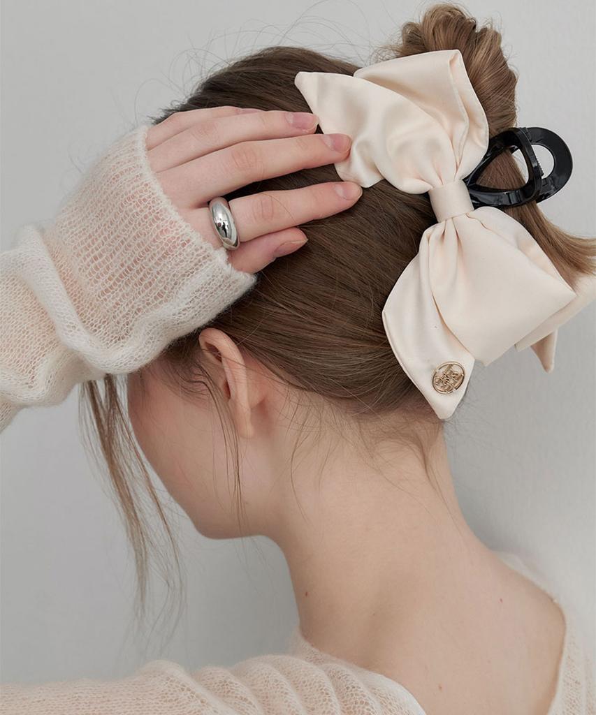 Halden Puffy Ribbon Hair Claw Clip (H040_Ivory)