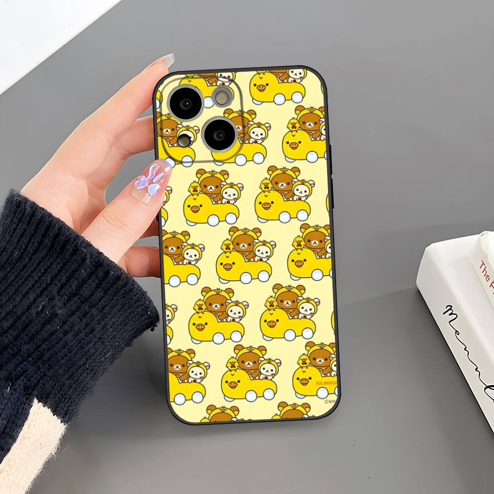 Cute Rilakkuma Bear Phone Case For Iphone 16 Plus 15 14 Pro Max 13 Mini 11 12 Xr X Xs 6 7 8 SE Plus Back Cover