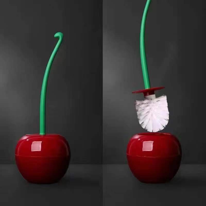 Cherry Toilet Brush Long Handle Soft Hair Cleaning Brush Toilet Brush Holder Set Fruit Bathroom Decoration Bathroom Accessories