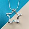Women's Star Pendant Necklace 925 Silver Plated Wave Texture Snake Chain Jewelry Gift for Birthday Wedding Christmas Party