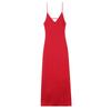 Summer V Neck Sling Mid-Length Silk Satin Texture Midi Skirt Dress 2452331 3258331 8331