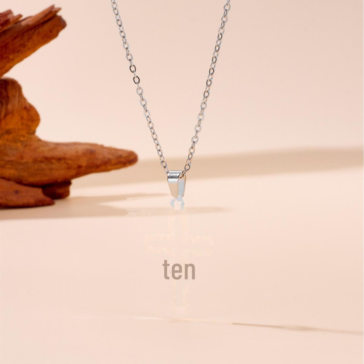 

European and American Stainless Steel Hollow Cross Pendant Necklace