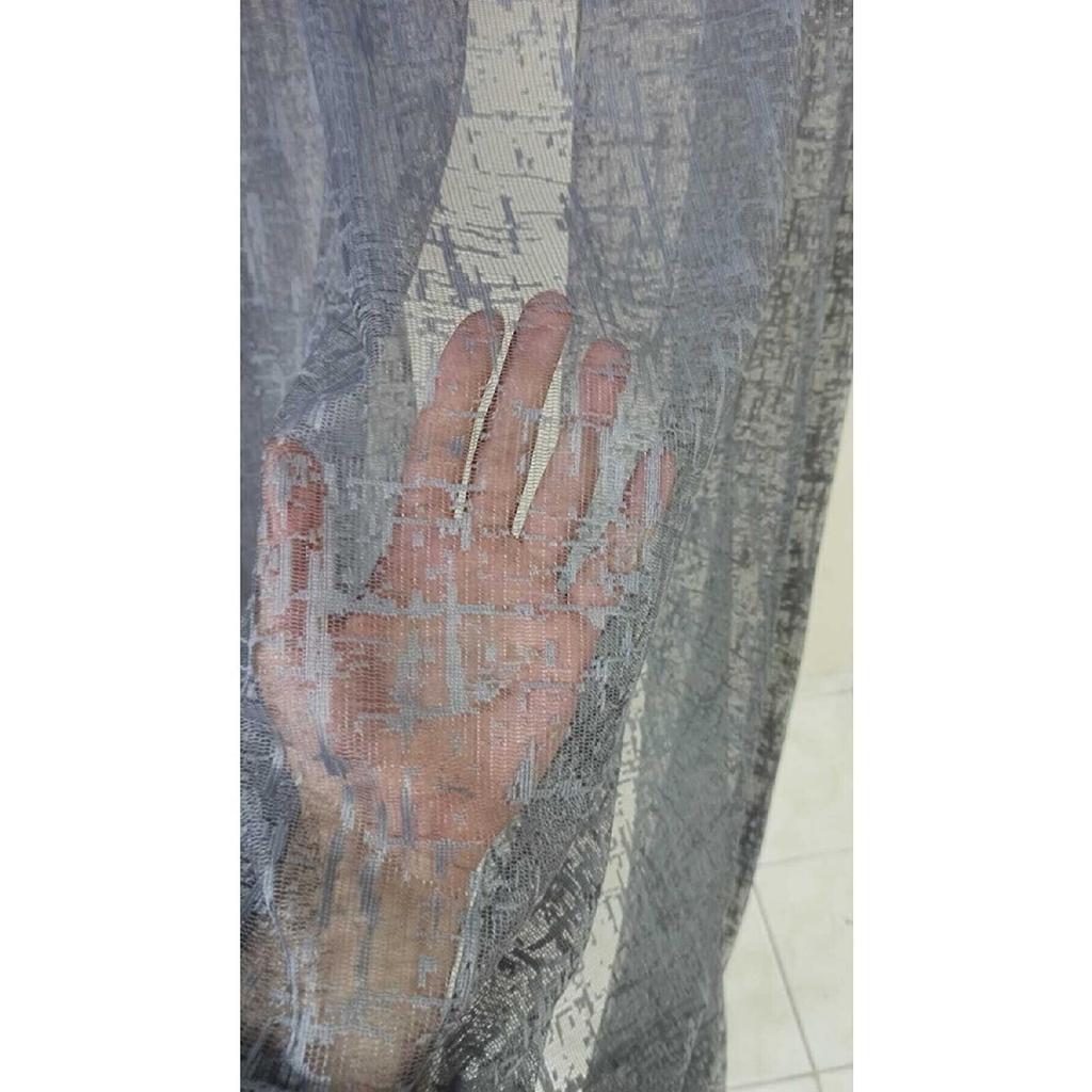 Ironing Gray Gray Shandy Patterned Tulle Curtain 1x2 Pleated Hall, Kitchen, Balcony Curtain