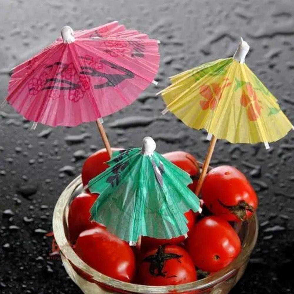 10cm Paper Umbrella Pick Disposable Cocktail Fork New Cocktail Umbrell  Food Cupcake Fruit
