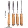 4pc Carpenter Essential Chisels Practical Wooden Handle Tool Flat Chisel for Furniture Making and Wood Crafting