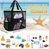 Large Capacity Mesh Beach Tote Bag for Swimming, Shower, Fitness & Travel, Foldable Grocery Zipper Bag, Summer Beach Essential