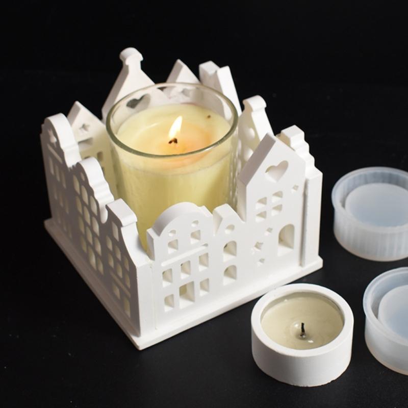 Künstlerische Silikonform Hausform Figurenformen Kerzenhalterformen für Festivalgeschenke und zur Beteiligung an Familienbasteln