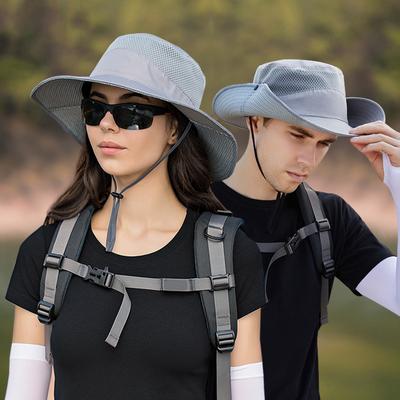 Summer UV Protection Sun Hats For Women Men Breathable Mesh Hiking Fishing Hat Outdoor Wide Brim Fisherman Caps Male Bucket Hat