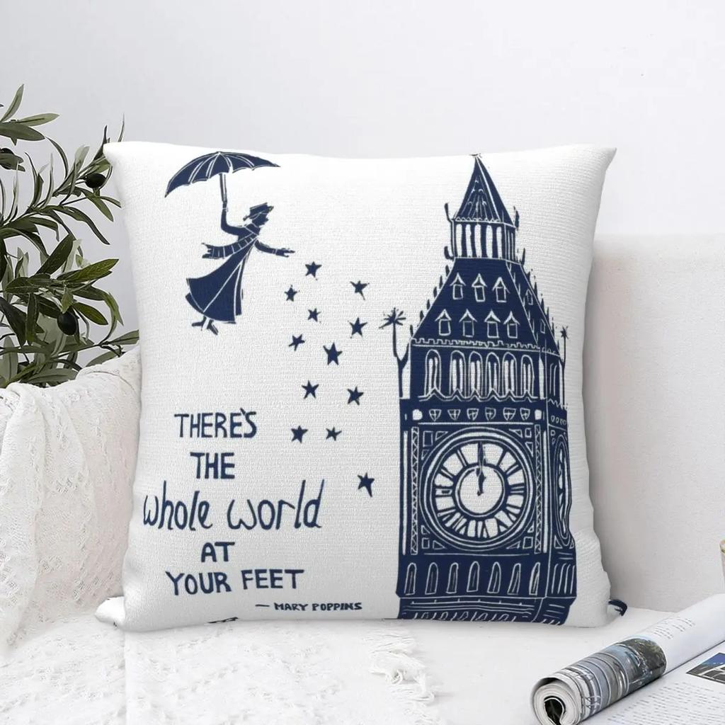 Mary Poppins Inspirational Quote Linocut Throw Pillow Cusions Cover Pillowcase Luxury Cushion Cover Couch Pillows