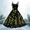 Women's Fashion Christmas Printed Sexy Strapless Gothic Cocktail Dress Punk, Vintage Dress.