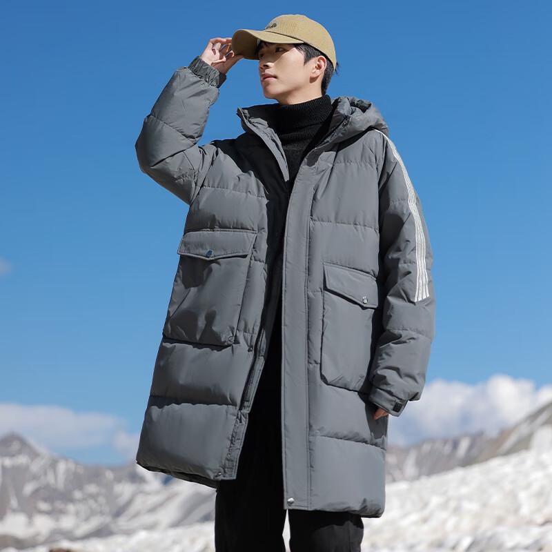 Wassup Sohot Men's Winter 90% Duck Down Hooded Mid-Length Jacket