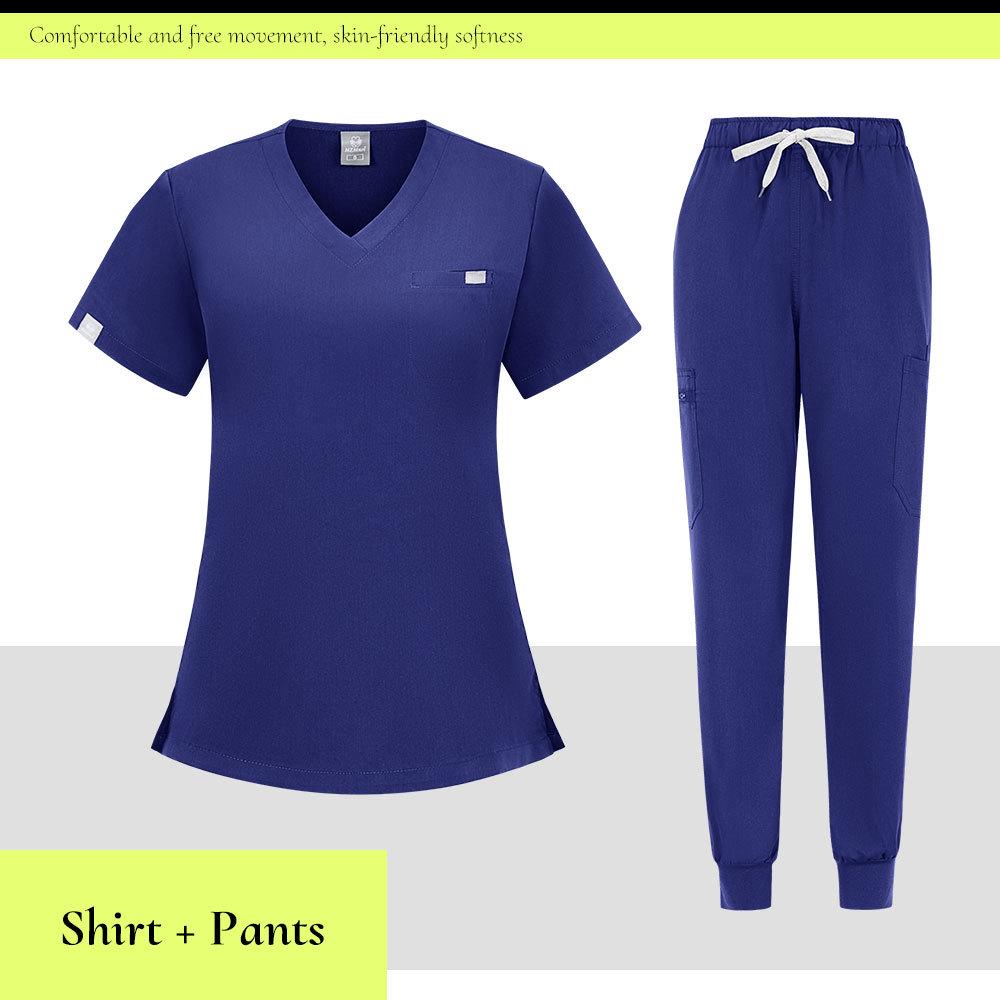 Sjuksköterskeskrubbdräkt i åtta färger - Andningsbar, Svettabsorberande Damuniform för Djursjukhus