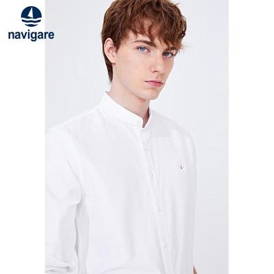 Men's 100% Cotton Antibacterial Stand Collar Shirt