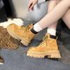 Spring new thick-soled heightening Martin boots women's outdoor sports and leisure short boots versatile small big yellow boots