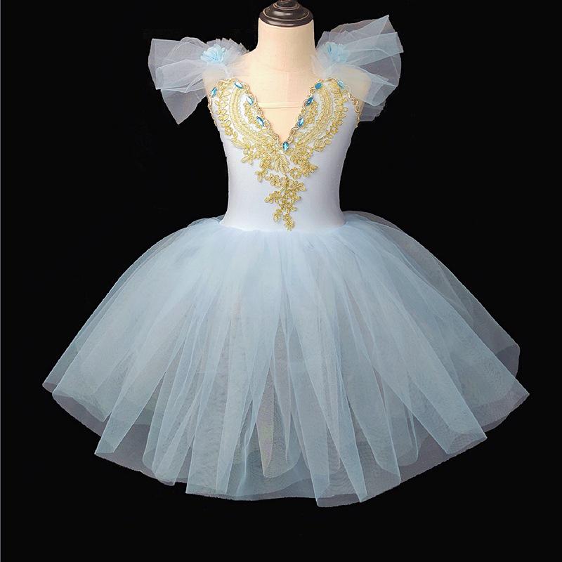 Toddler Girls' Ballet Costume - Puffy Gauze Skirt, Strappy Design, Little Swan Dance Performance Outfit.
