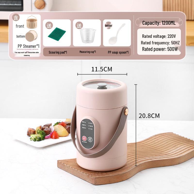 Portable Mini Electric Stew and Hot Pot Cooker - Ideal for Soup, Porridge, and Office Use.