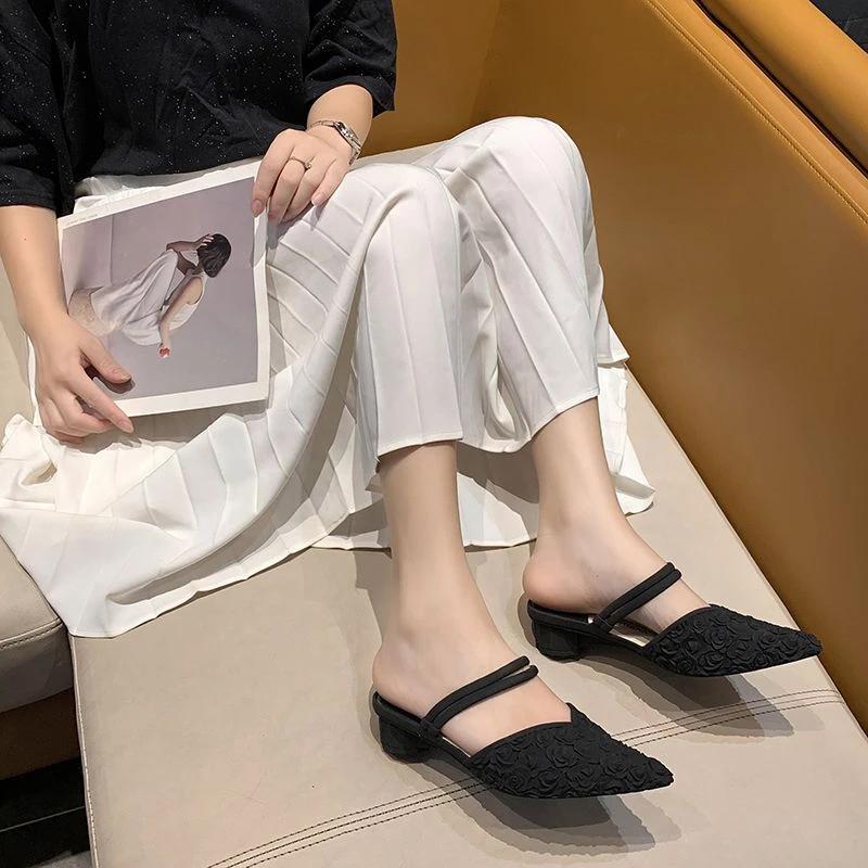 Fashion Wedge Heel Job Woman Slippers Outside Sexy Slides Sandals Jelly Apricot Mules Shoes For Women Small Size Shoe B Luxury Original
