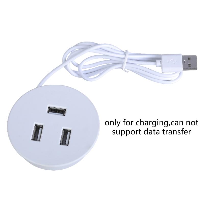 3 Port USB Desk Grommet Hole Round Desktop Charging Station USB Embedded Power Adapter Charging Cable Connector
