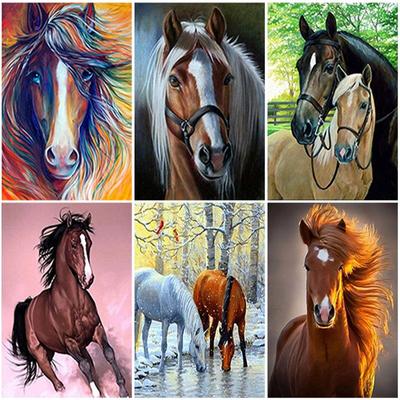 DIY Horse 5D Diamond Painting Full Round Drill Resin Animal Diamont Embroidery Cross Stitch Kits Home Decor Wall Art Gift