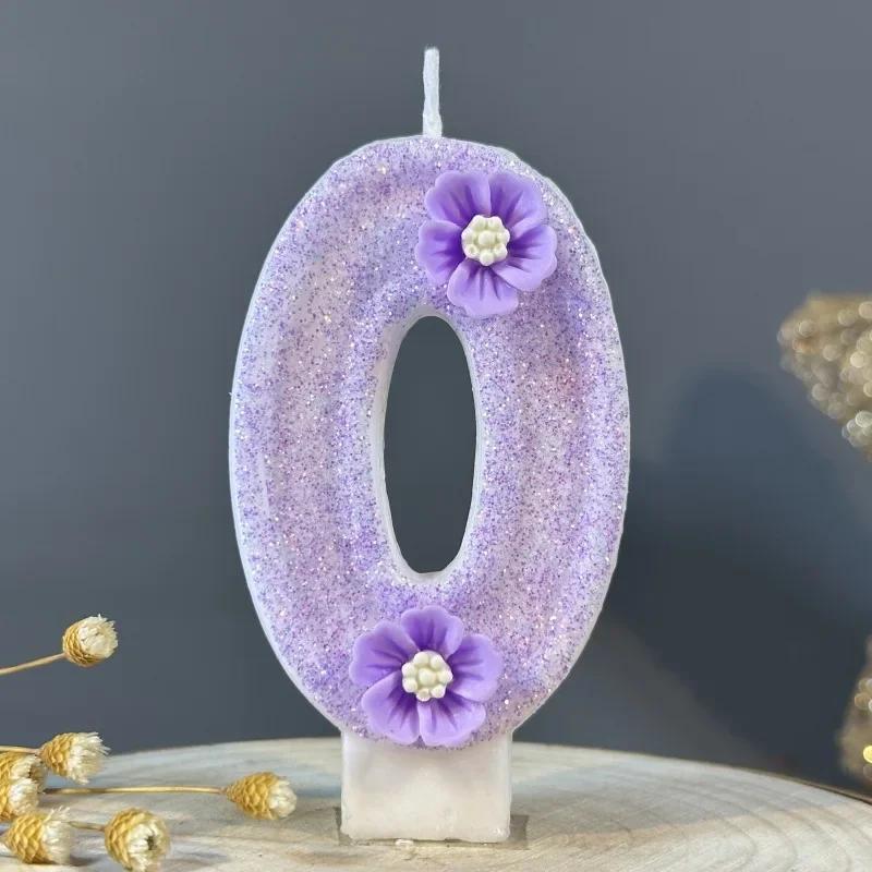 

DIY Cute Purple Flowers 3D Number Cake Candles for Birthday Party Decorations Birthday Decoration Cake Decorating Tools