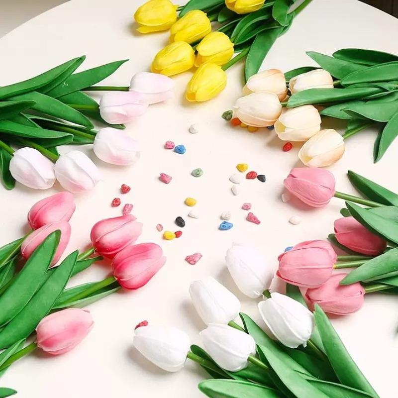 Tulip Flowers Artificial Tulip Bouquet PE Foam Fake Flower for Wedding Ceremony Decor Home Garden Bouquet Decorations