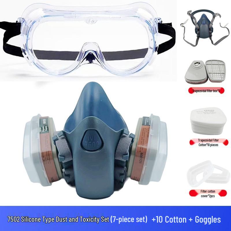 7502 Silicone Half Face Gas Mask for Painting, Decoration, Dust, and Pesticide Protection