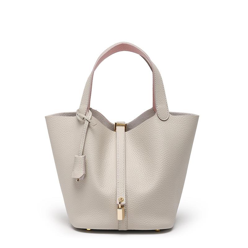 [New] High-quality First-layer Cowhide Niche Vegetable Basket Handbag Female, Genuine Leather Large-capacity High-end Bucket Bag
