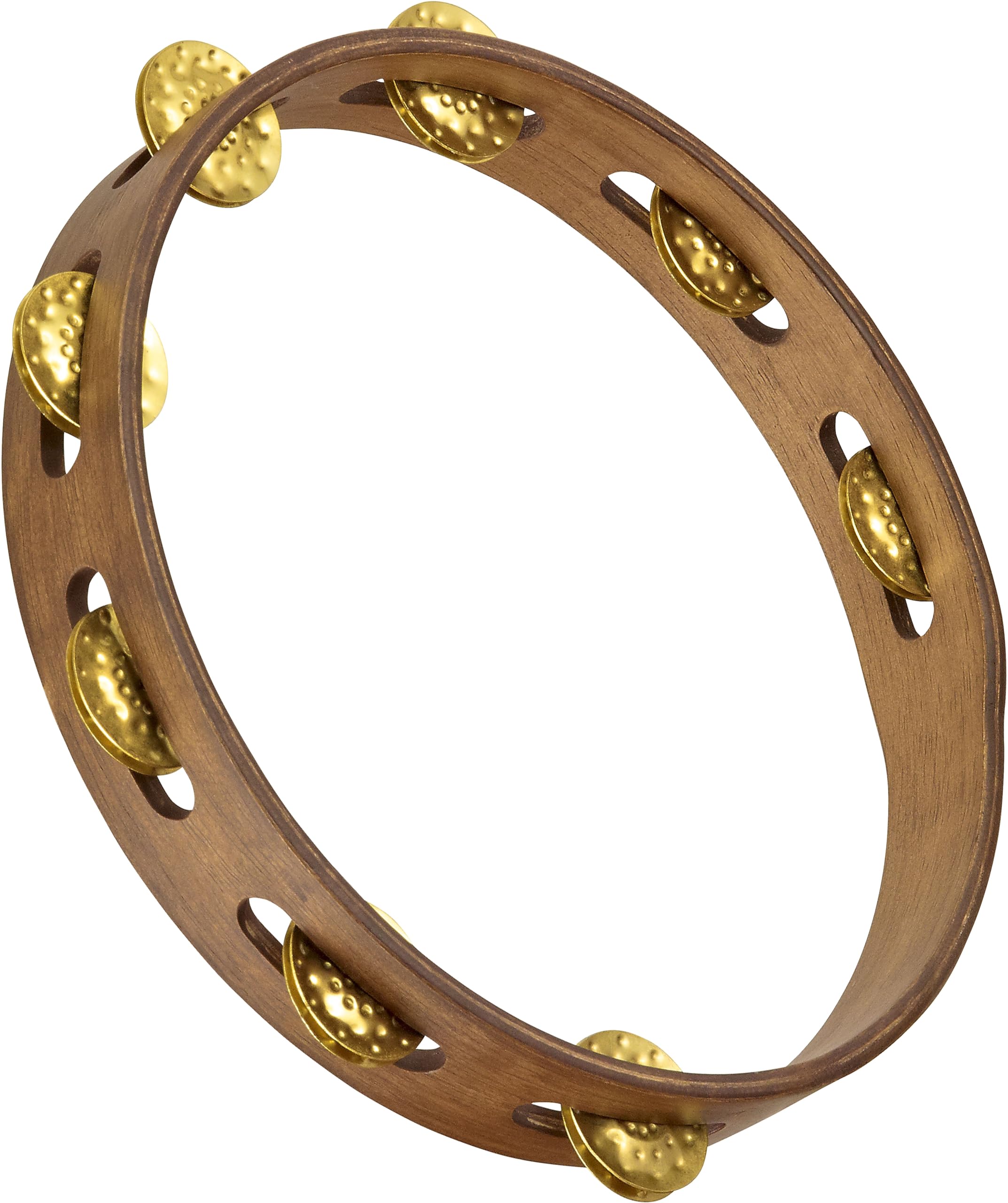 

MEINL Percussion Vintage Wood Tambourine with Hammered Brass Jingles, 1-Row, TA1V-WB