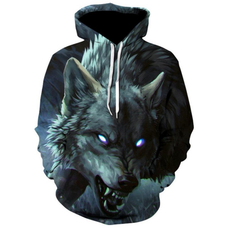 

2026 Men s Oversized Hoodie 3D Wolf Animals Pattern Ferocious Warrior Fashion Sweatshirt Loose Street Funny Tracksuits Fitness 5XL