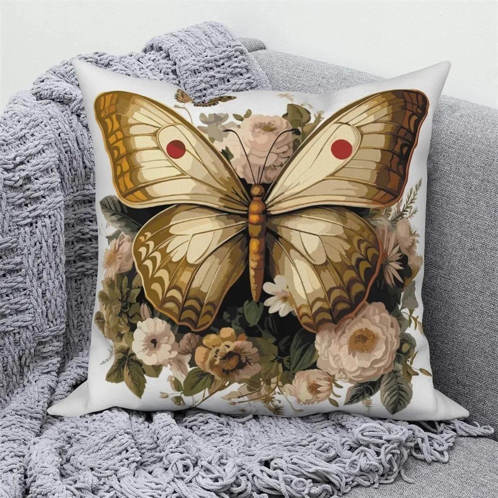 Home Decoration Cushion Cover Butterfly Flower Pillow Cover Sofa Car Decoration Pillow Cover