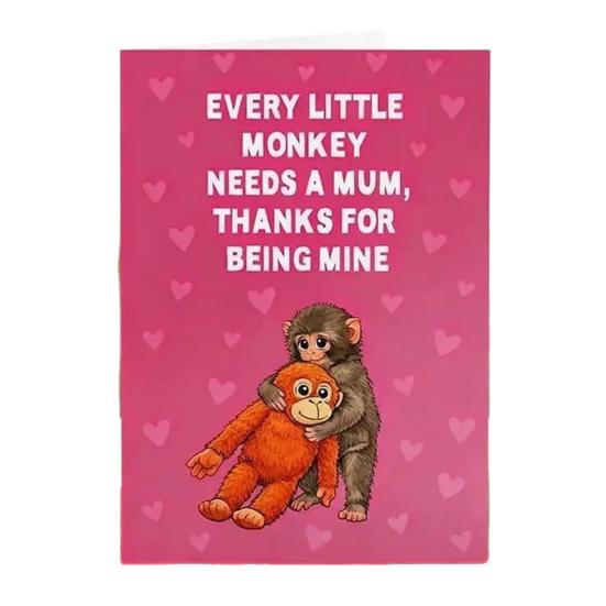Greeting Card Mother s Day Card Adorable Punch Monkey Design Heartfelt Message Hand-Drawn Illustration with Envelope Unique Mother s Day Gift 1pc