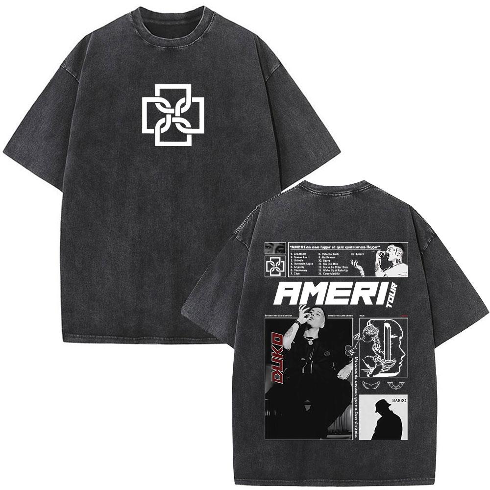 Vintage Washed Rapper Duki Merch Tshirt Mens Women Clothing Fashion Hip Hop Oversized Tshirts Cotton Short Sleeve T Shirts