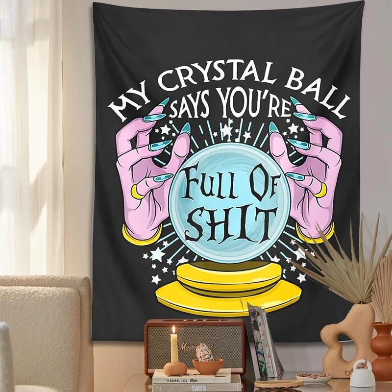 Crystal ball tapestry, mysterious divination hand pattern, dormitory bedroom wall decoration, essential for Europe and America