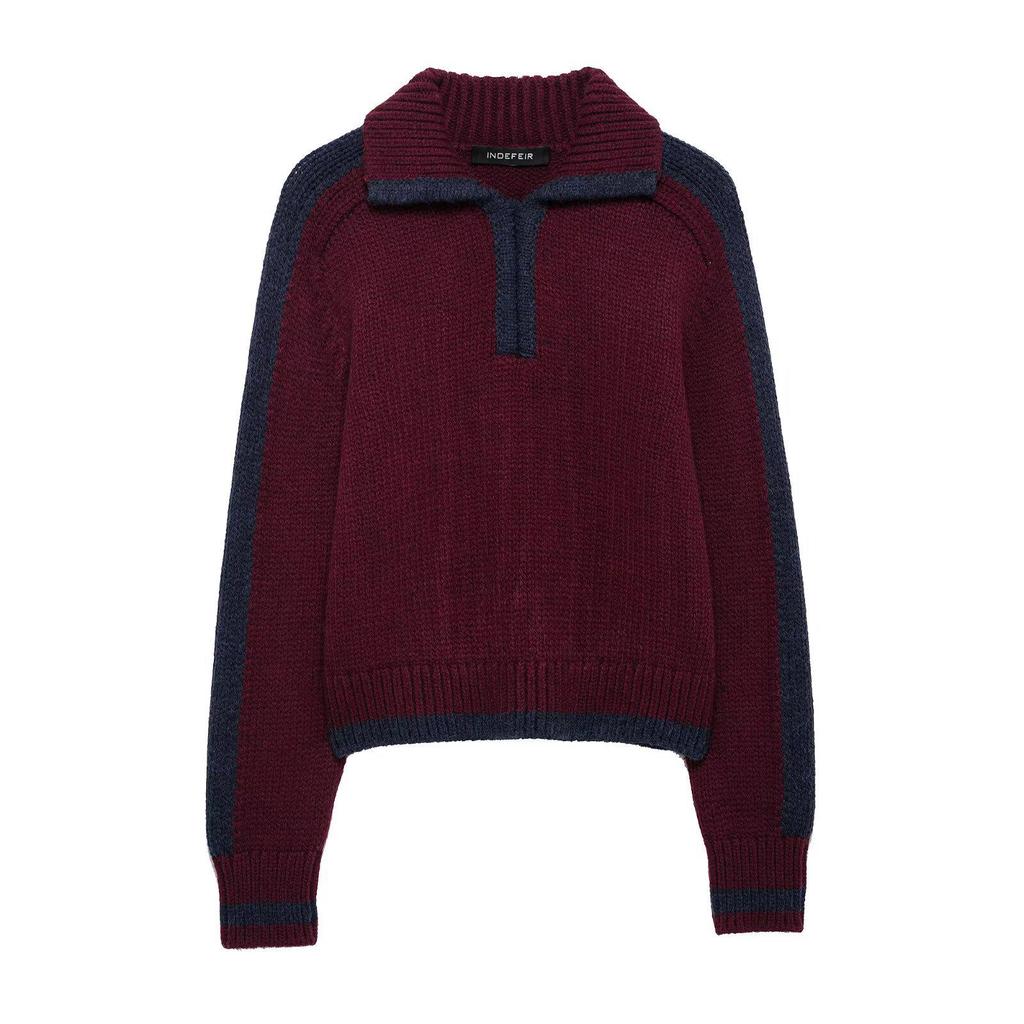 TAOP&ZA Spring/Summer Women's Knitted Sweater with Turn-Down Collar