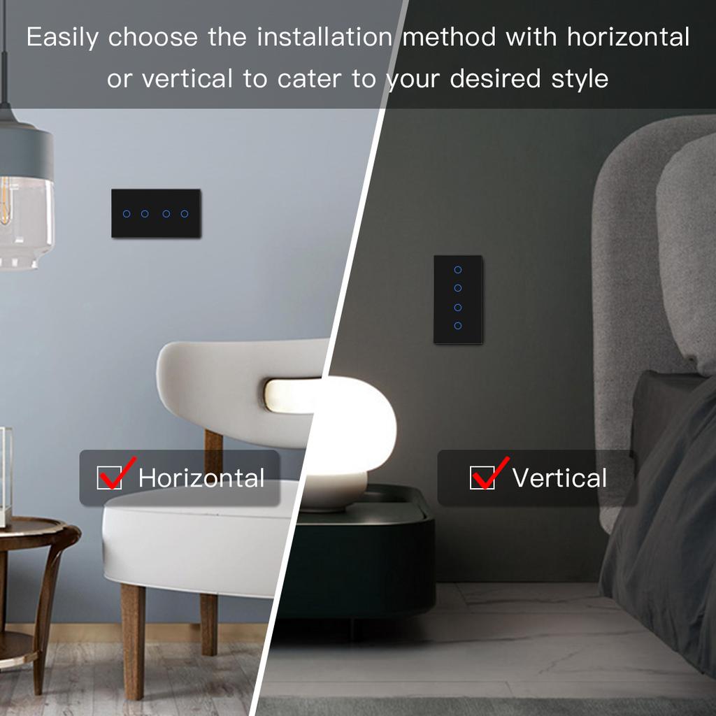 BSEED 1/2/3Gang Single Wall Touch Switches Double Triple Light Switches 1/2/3Way Multiple Control For Stairs Bedroom EU Standard