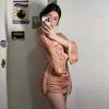 Bikini Swimsuit Women's Split Four-piece Suit Long-sleeved Sunblock Fashionable Stripe Sexy Vacation Hot