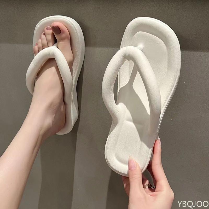 

Fashion Summer Beach Slippers Women s Soft Sole EVA Flip Flops Non-slip Cloud Slippers Women Thick Platform Clip Toe Bathroom Slides 40-41 белый