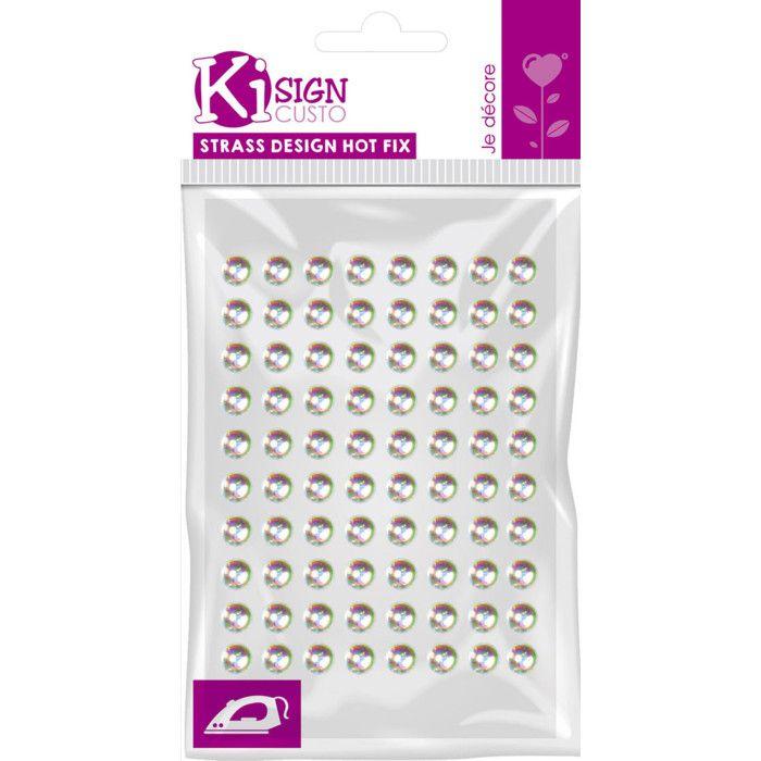 Strass thermocollant - KI SIGN - Ø 4mm - Holographique - 80 pièces - Fixation à chaud
