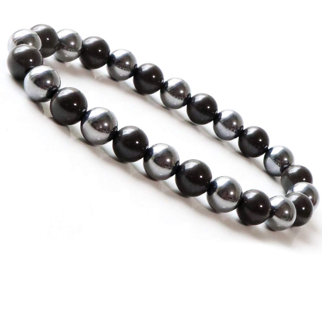 

Terahertz Ore Hokutolite Black Bracelet 8mm Far Infrared Power Stone Inner Circumference [GOLD STONE] Approx. 19.5cm