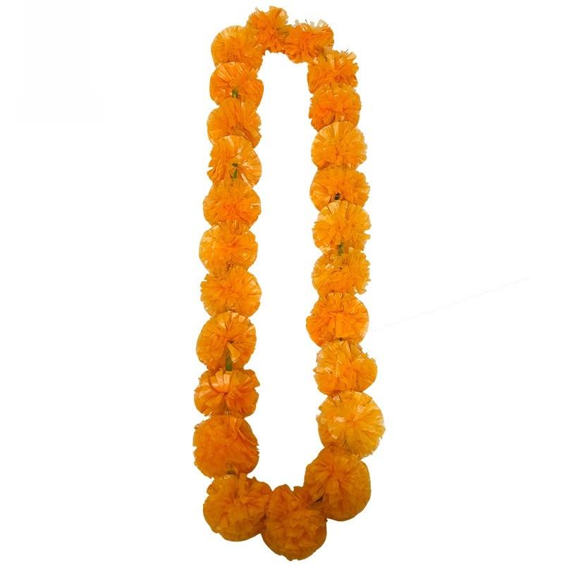 Dia De Los Muertos Decoracion Multicolor Marigold Garland With Plastic Decor For Party Venue Decoration
