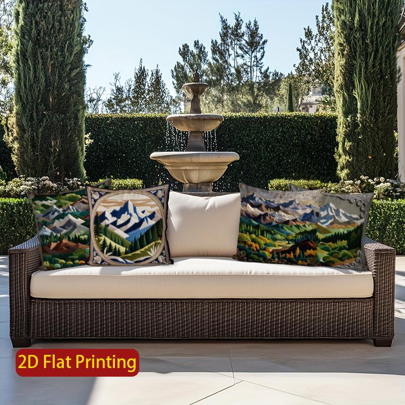 2D Mountain Landscape Decorative Pillow Covers Pattern Cushion Cover Suitable For Sofa Bedroom Car Pillow Cover