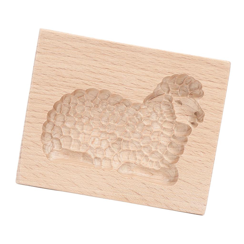 Carved Wooden Gingerbread Cookie Mold Biscuit Chocolate Press Cutter 3D Baking Sheep Stamp Mould
